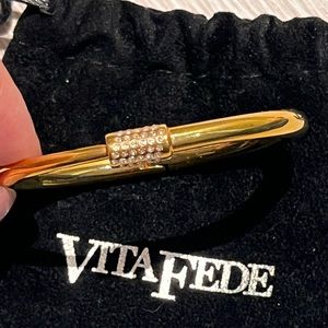 Vita Fede Bangle Bracelet Gold with Crystals